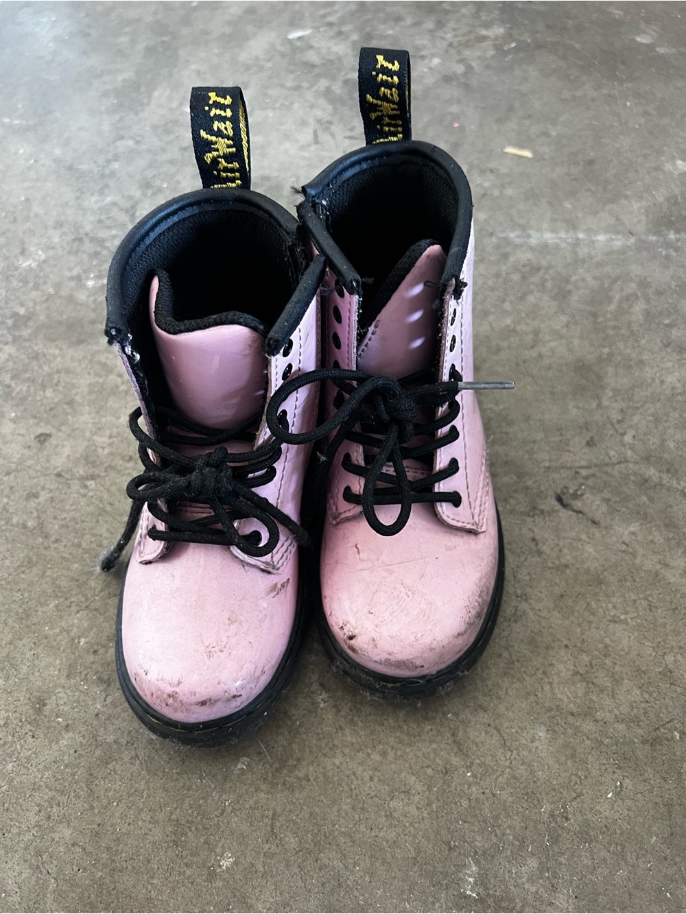 Dr. Martens Kids Pink and Black Lace-Up Boots